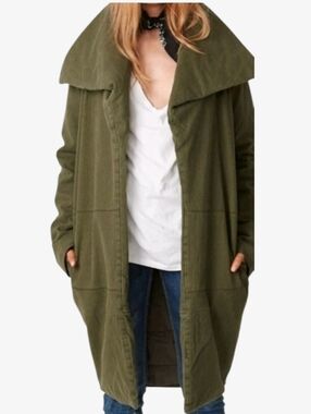 One Teaspoon Chapman Sailor Coat Womens Small Olive Green Oversized Long Duster
